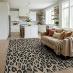 Classic Leopard Spots Tan Rug Living Room View