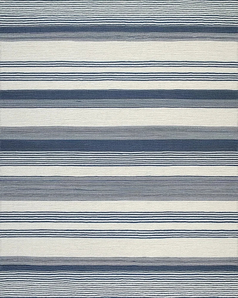 Classic Navy And Cream Striped Rug - Cutout View
