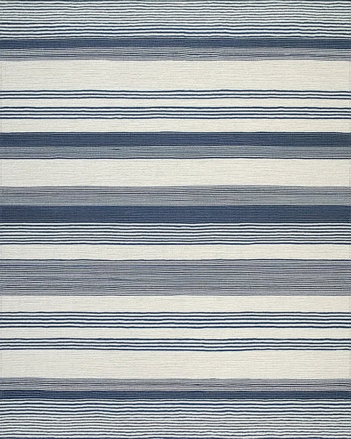 Classic Navy And Cream Striped Rug - Cutout View