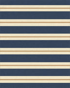 Classic Navy Cream Gold Stripe Rug - Cutout View