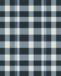 Classic Navy Cream Plaid Squares Rug - Cutout View