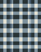 Classic Navy Cream Plaid Squares Rug - Cutout View
