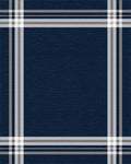 Classic Navy Plaid Border Design Rug - Cutout View