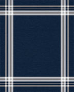 Classic Navy Plaid Border Design Rug - Cutout View