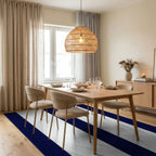 Classic Navy White Stripe Design Rug - Dining Room View