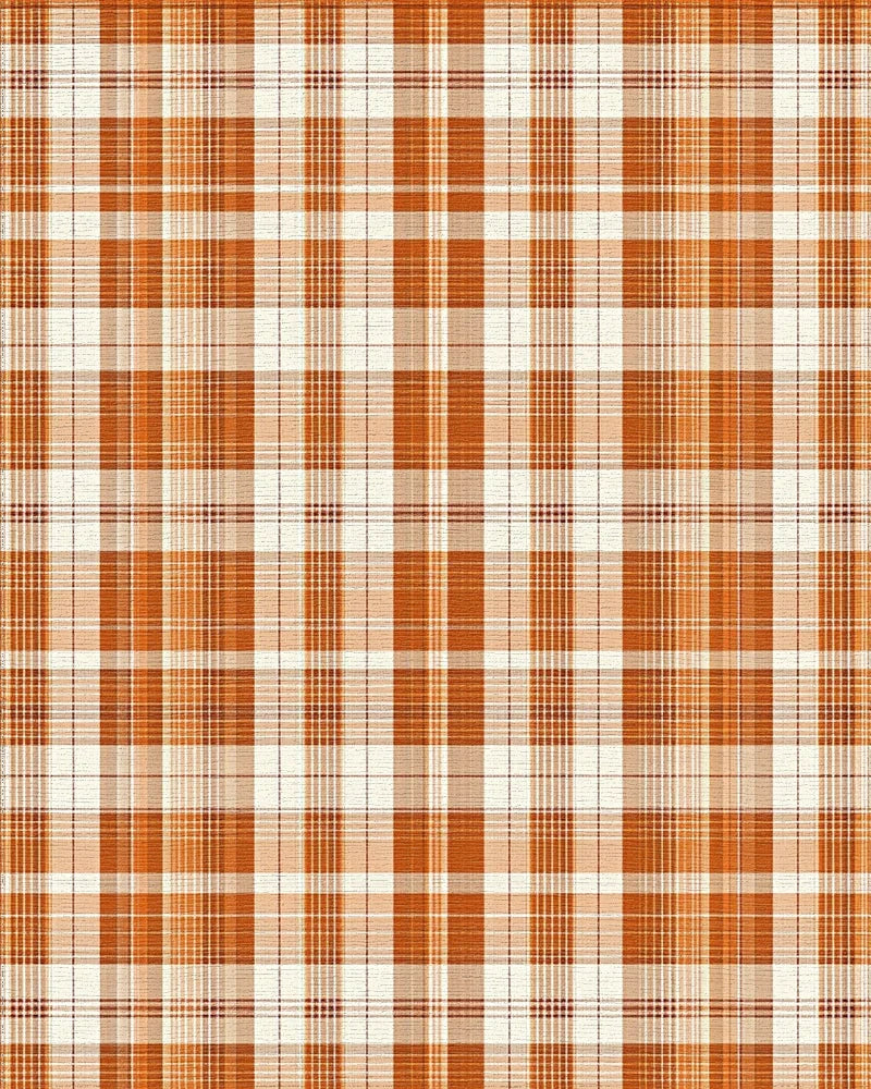 Classic Orange Plaid Texture Rug - Cutout View
