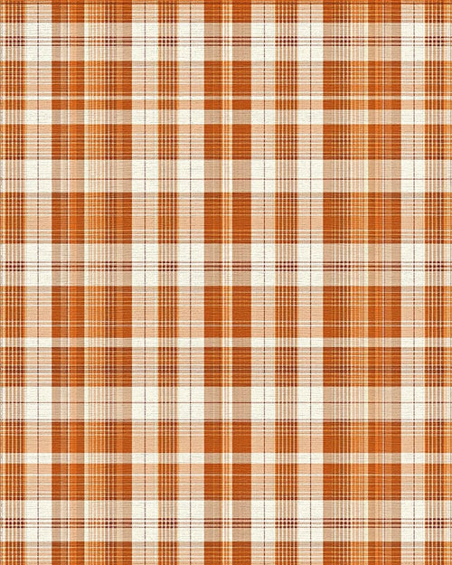Classic Orange Plaid Texture Rug - Cutout View