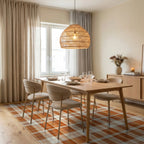 Classic Orange Plaid Texture Rug - Dining Room View