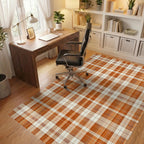Classic Orange Plaid Texture Rug - Office View