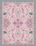 Classic Pink Botanical Scrollwork Rug - Cutout View