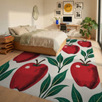 Classic Red Apple Foliage Arrangement Rug Bedroom View