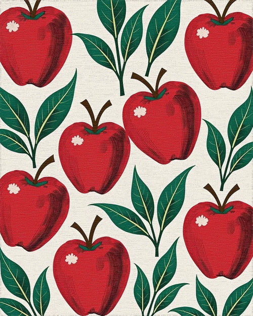 Classic Red Apple Foliage Arrangement Rug - Cutout View