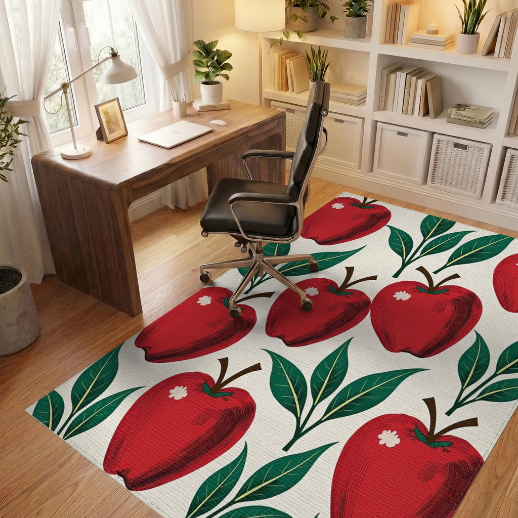 Classic Red Apple Foliage Arrangement Rug Office View