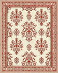 Classic Red Cream Damask Pattern Rug - Cutout View
