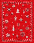 Classic Red Snowflakes Tree Pattern Rug - Cutout View