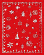 Classic Red Snowflakes Tree Pattern Rug - Cutout View