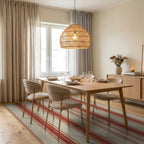Classic Red Stripe Area Rug Dining Room View