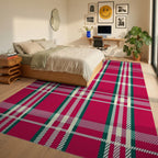 Classic Red Tartan Plaid Design Rug Bedroom View