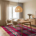 Classic Red Tartan Plaid Design Rug Dining Room View