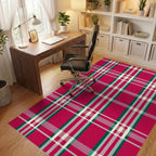 Classic Red Tartan Plaid Design Rug Office View