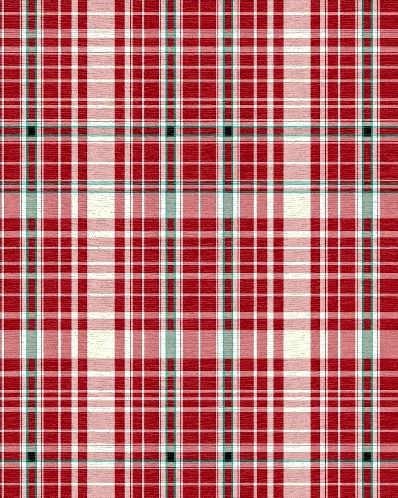 Classic Red White Plaid Pattern Rug - Cutout View