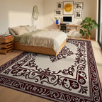 Classic Scrollwork With Floral Motifs Rug Bedroom View