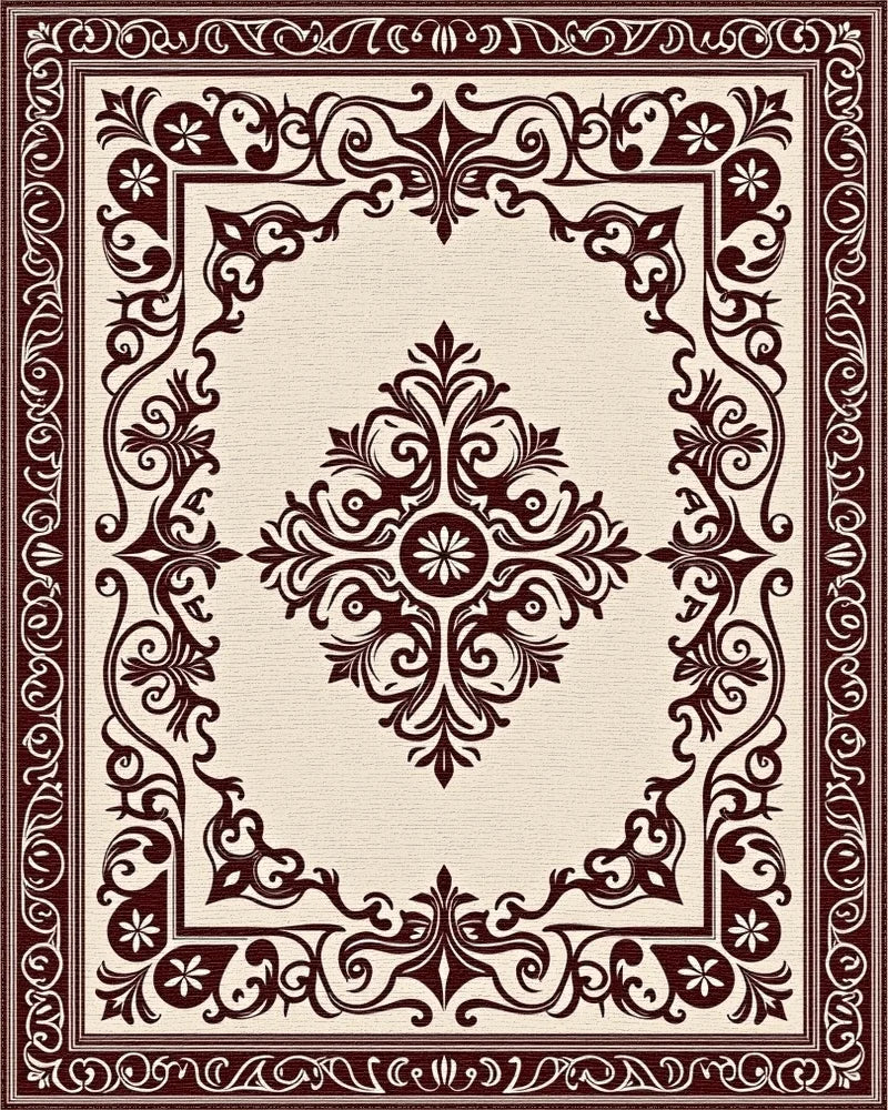 Classic Scrollwork With Floral Motifs Rug - Cutout View