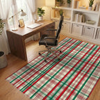Classic Tartan Red Green Plaid Design Rug - Office View