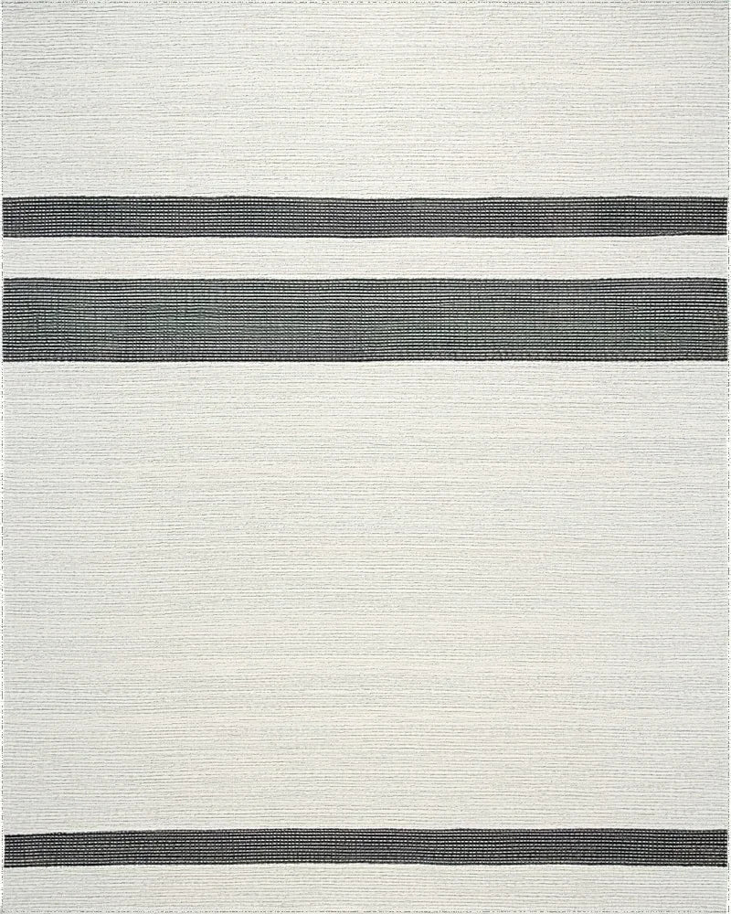 Classic White Black Stripe Accent Rug - Cutout View