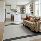 Classic White Black Stripe Accent Rug - Living Room View