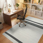 Classic White Black Stripe Accent Rug - Office View