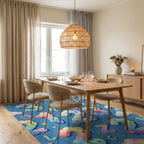 Cloud Numbers and Letters Rainbow Colors Rug Dining Room View