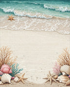 Coastal Beach Seashell Starfish Design Rug - Cutout View