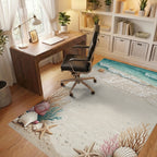 Coastal Beach Seashell Starfish Design Rug - Office View
