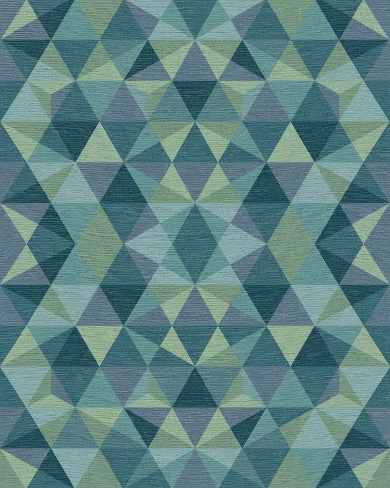 Coastal Blue Geometric Facet Rug - Cutout View