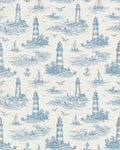 Coastal Blue Lighthouse Sailboat Scene Rug - Cutout View