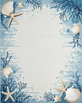 Coastal Blue Seashell Starfish Coral Rug - Cutout View