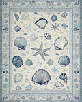 Coastal Blue Shell Starfish Scene Rug - Cutout View