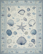 Coastal Blue Shell Starfish Scene Rug - Cutout View