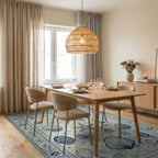 Coastal Blue Shell Starfish Scene Rug - Dining Room View