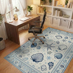 Coastal Blue Shell Starfish Scene Rug - Office View