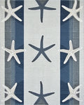 Coastal Blue Starfish Striped Rug - Cutout View