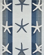 Coastal Blue Starfish Striped Rug - Cutout View