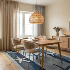 Coastal Blue Starfish Striped Rug - Dining Room View