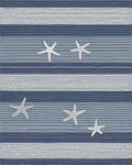 Coastal Blue Stripe Starfish Rug - Cutout View