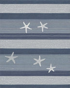 Coastal Blue Stripe Starfish Rug - Cutout View