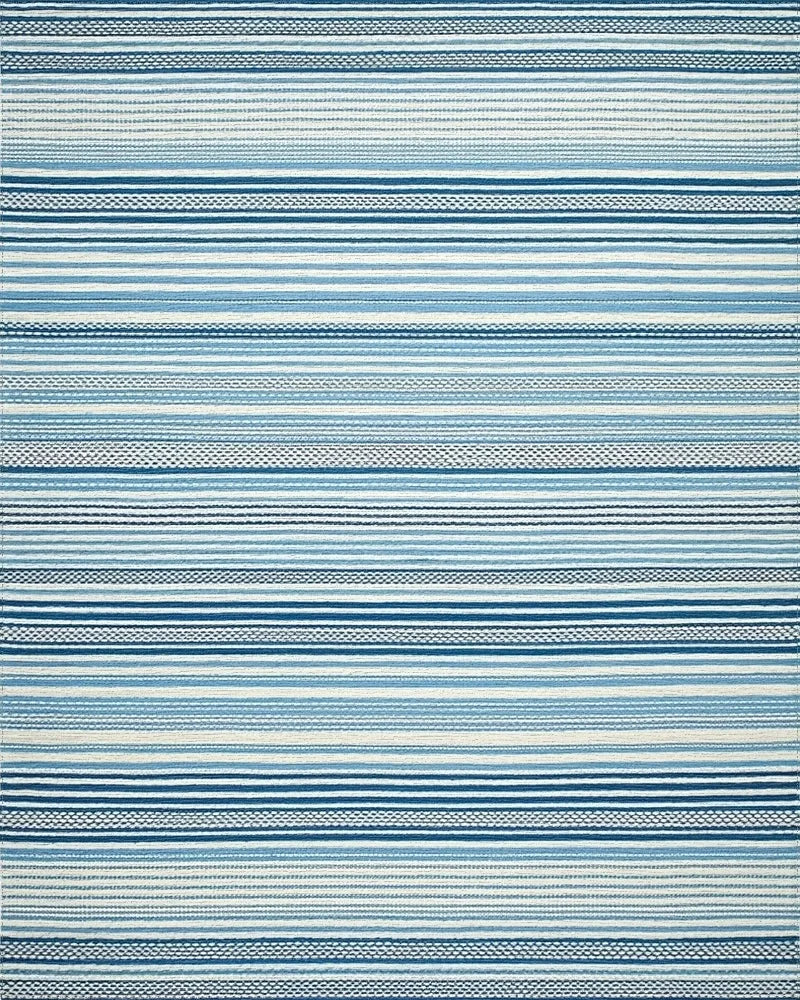 Coastal Blue Stripe Textured Rug - Cutout View