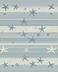 Coastal Blue Striped Starfish Rug - Cutout View