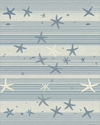 Coastal Blue Striped Starfish Rug - Cutout View