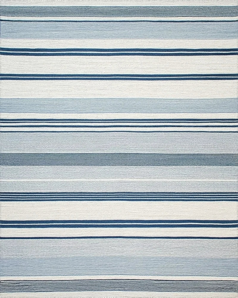 Coastal Blue White Striped Rug - Cutout View